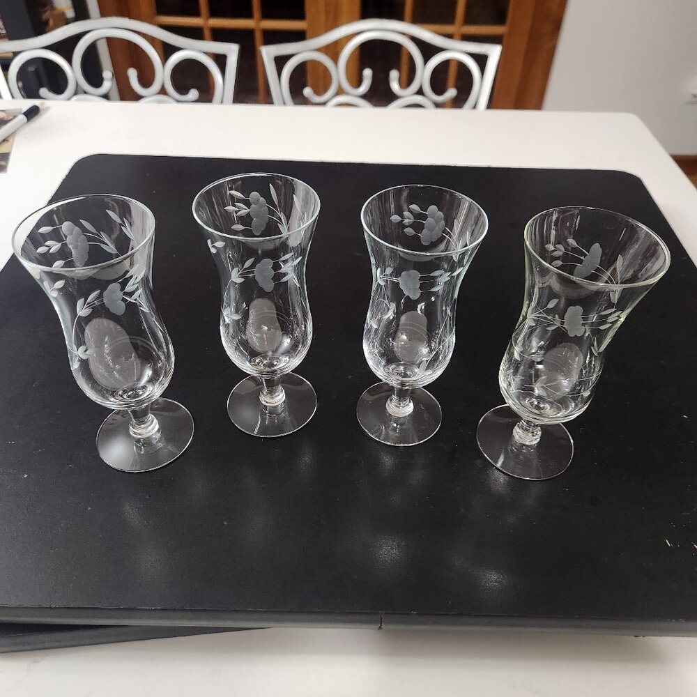 Set of 4 Princess House Heritage Crystal Parfait Tulip Dessert Glasses #423 VTG